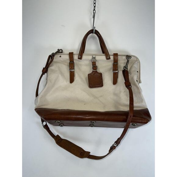 Billykirk Canvas Leather Doctor Bag Weekender Travel Brown Tan Shoulder Strap - Picture 1 of 4